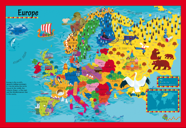 Children's Picture Europe Map - Large