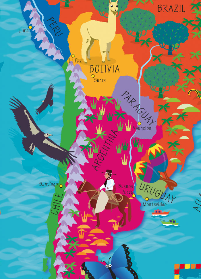 Children's South America Picture Map - Cosmographics Ltd