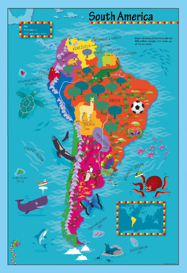 Children's South America Picture Map