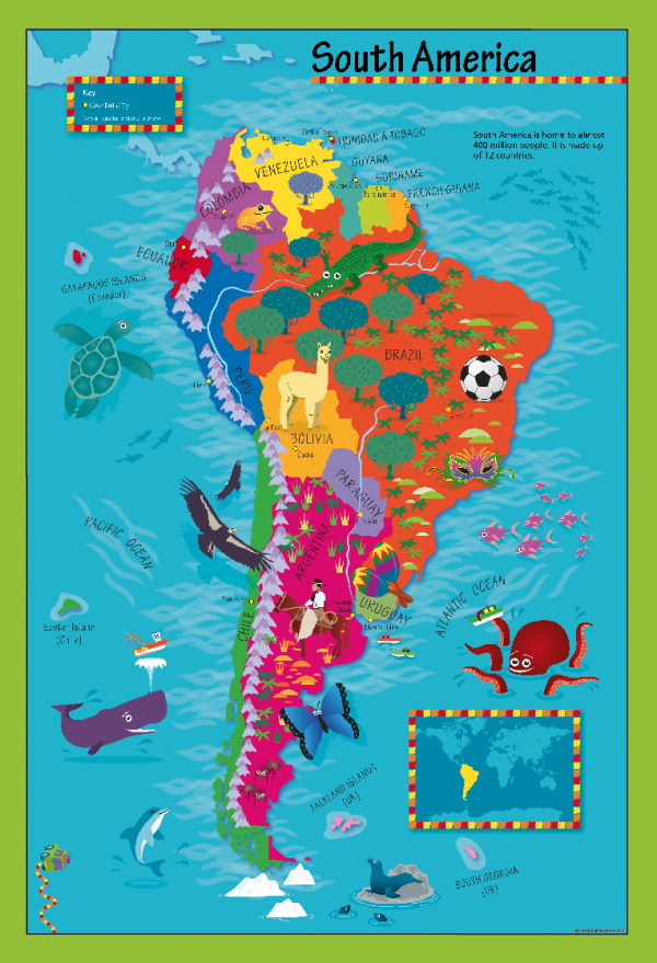 Children's South America Picture Map