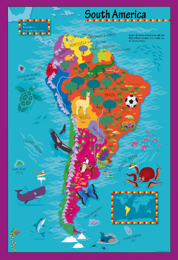 Children's South America Picture Map