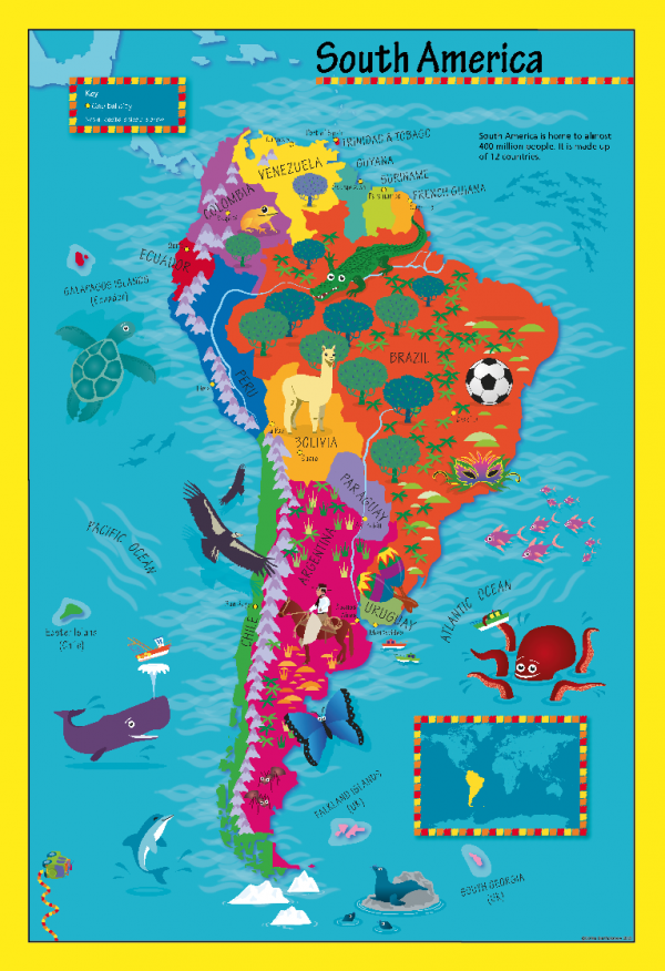 Children's South America Picture Map