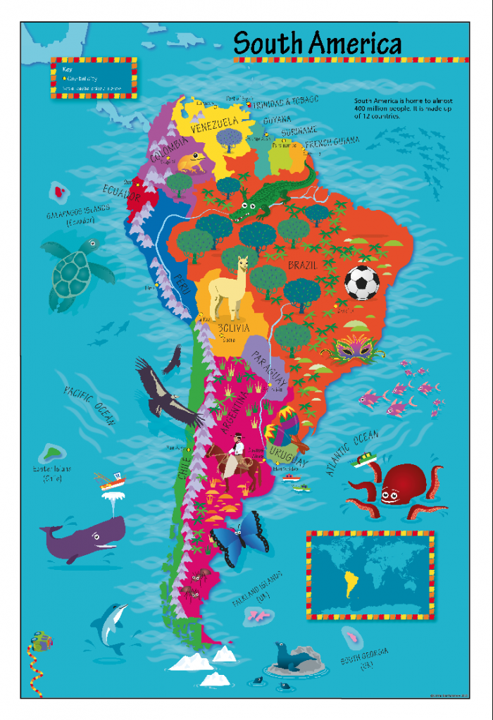 Children's Picture South America Map - Large - Cosmographics Ltd