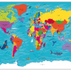 Children's Picture World Countries Map - Large Framed canvas