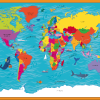 Children's Picture World Countries Map - Large Framed canvas