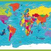 Children's Picture World Countries Map - Large Framed canvas