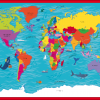 Children's Picture World Countries Map - Large Framed canvas