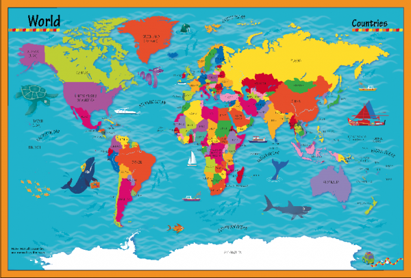 Children's Picture World Countries Map - Large