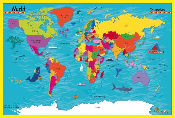 Children's Picture World Countries Map - Large