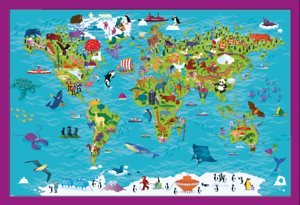 Children's World and Continent Picture Maps- set of 8 maps