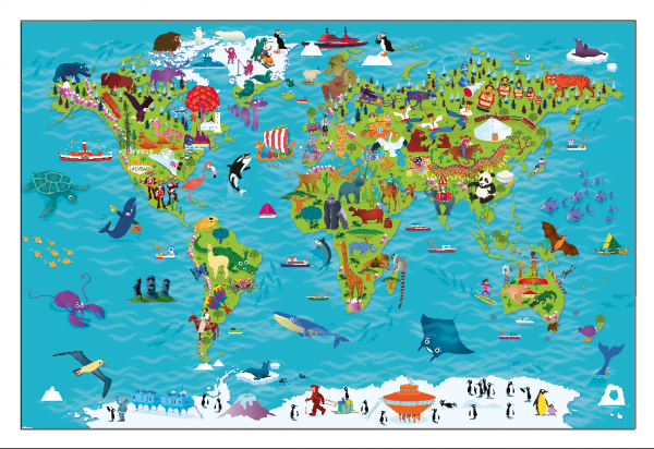 Children's World and Continent Picture Maps- set of 8 maps