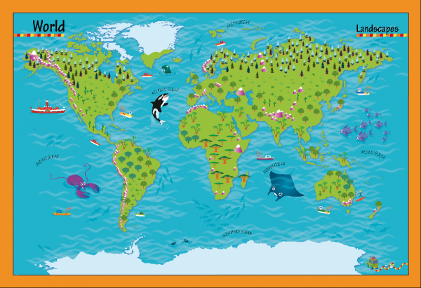 Children's World Picture Maps- set of 3 world maps