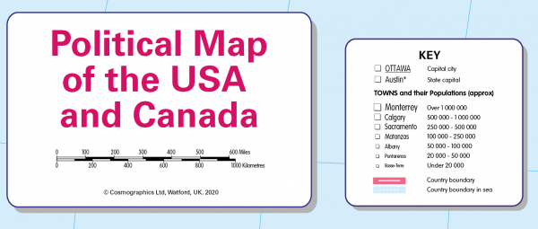 States and Provinces map of Canada and the USA