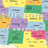 Children's political map of Canada and the USA