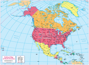 Children's political map of North America