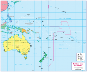 Children's political map of Oceania