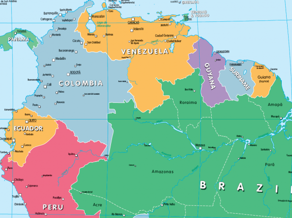 Children's political map of South America