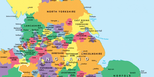 Children's United Kingdom counties and regions map