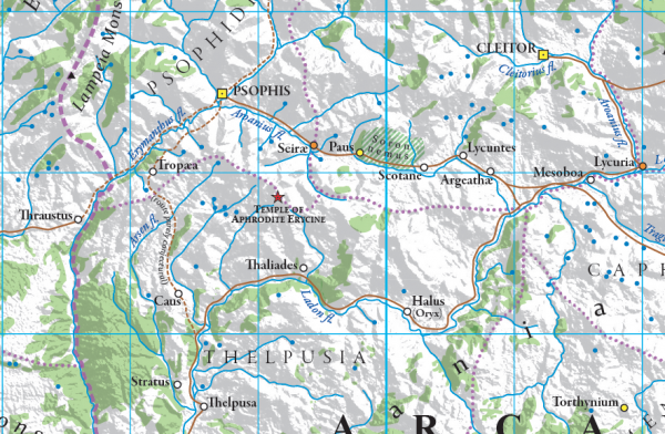 Classical map of the Peloponnese Greece