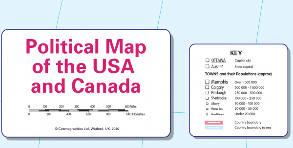 States and Provinces map of Canada and the USA