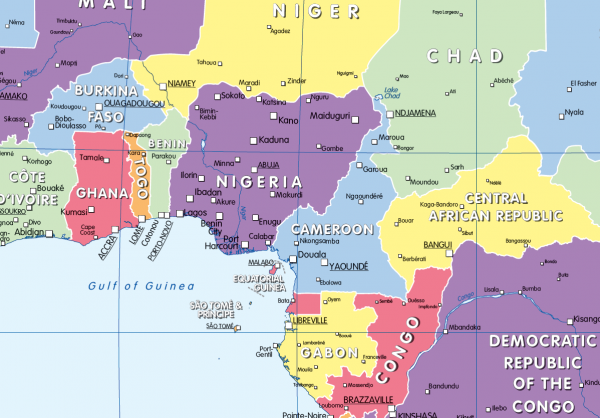 Colour blind friendly Political map of Africa