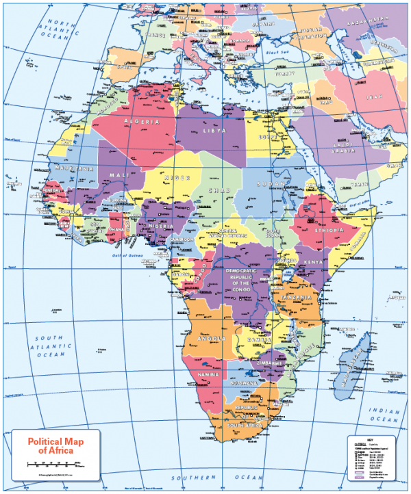 Colour blind friendly Political map of Africa