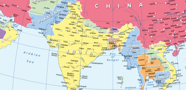Colour blind friendly Political map of Asia