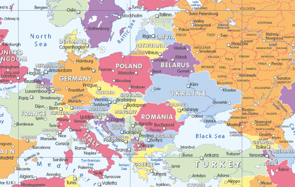 Colour blind friendly Political World Map (large)