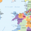 Counties and Regions map of the British Isles - small