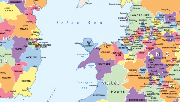 Colour blind friendly Counties and Regions of the British Isles