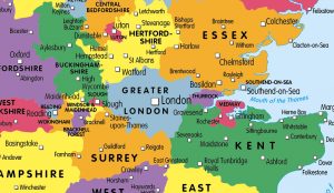 Children's Britain and Ireland counties and regions map