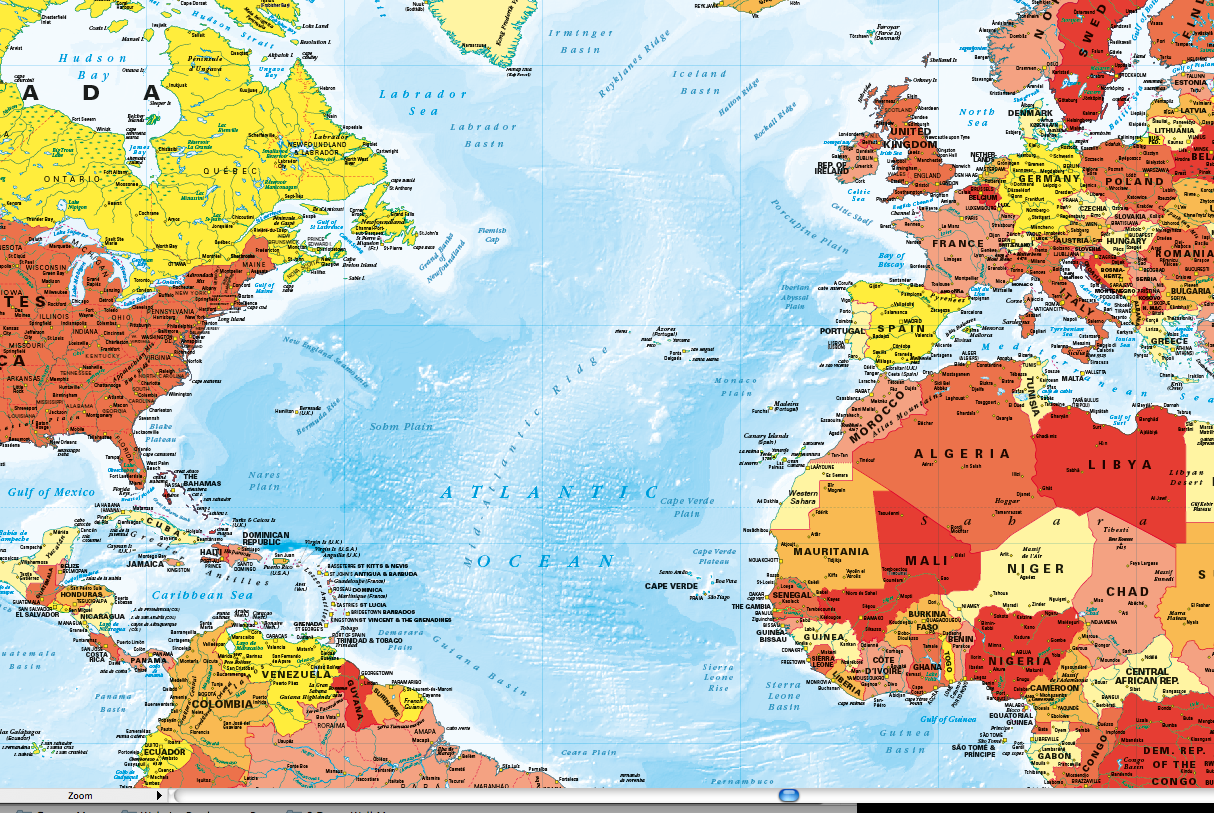 World Map decor - red, orange and yellow (large)