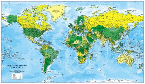 World Map decor  - green and yellow (large)
