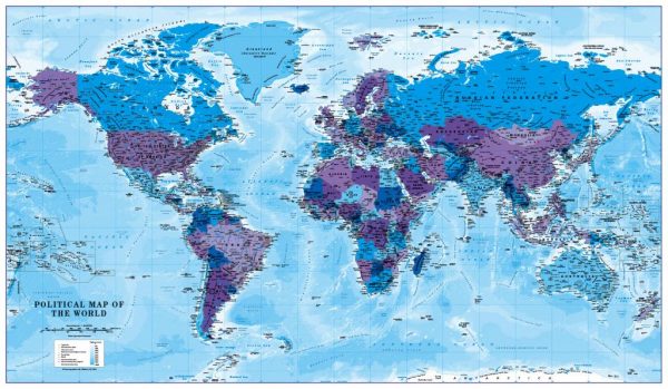 World Map decor - blue and purple (large)