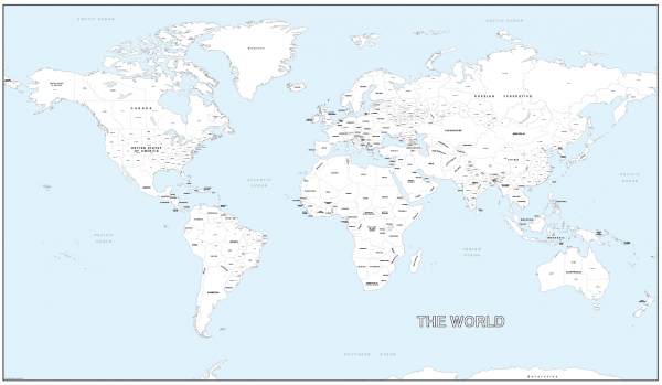 Giant detailed world colouring map