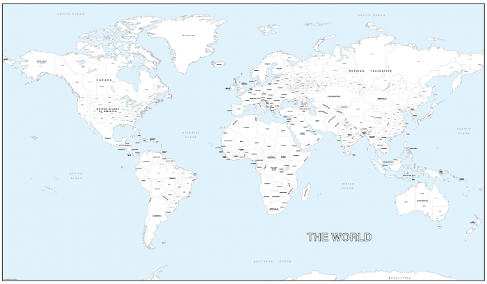 Giant detailed world colouring map - Cosmographics Ltd