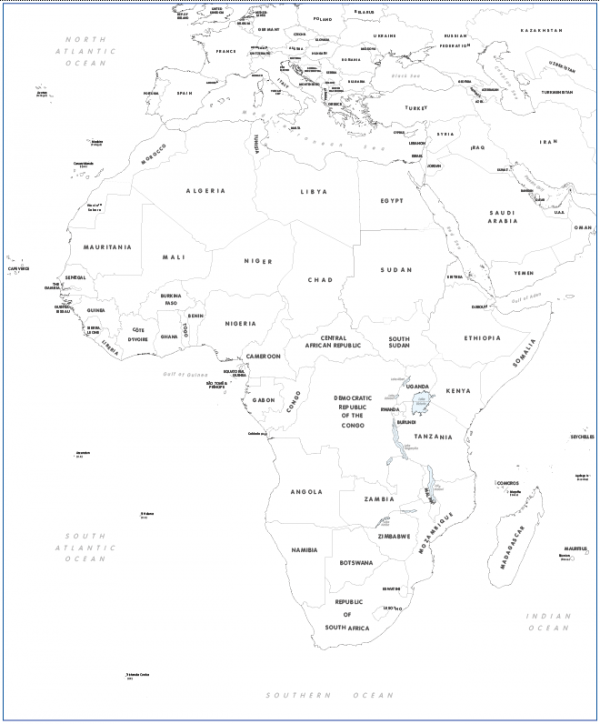 Large Africa colouring map