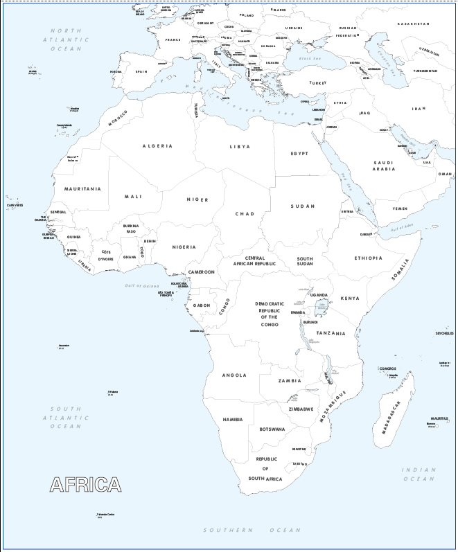 Large Africa Colouring Map Cosmographics Ltd