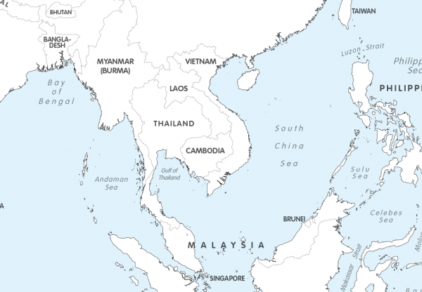 Large Asia colouring map