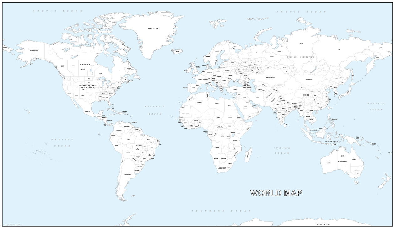 Detailed World Colouring Map 40.25 x 23.5 Laminated Large 