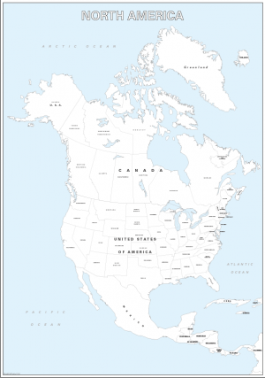 Large North America colouring map