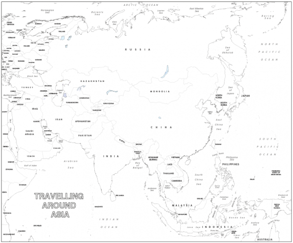 Large personalised Asia colouring map