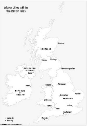 Major cities within the British Isles (set of 3)