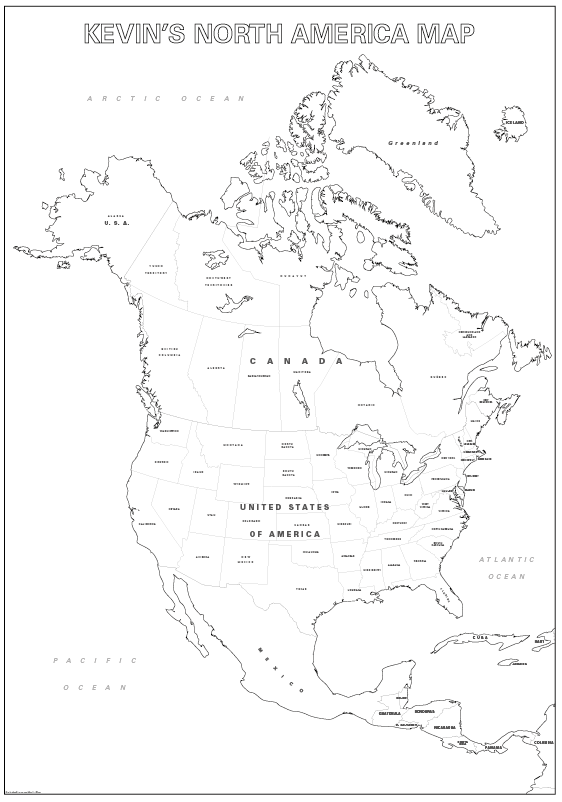 Large personalised North America colouring map
