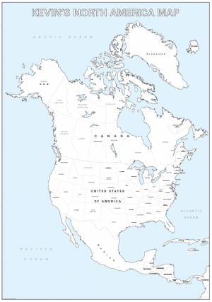 Large personalised North America colouring map