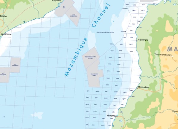 Offshore South and East Africa Oil and Gas Activity Map