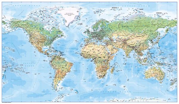 World map - natural colours (large)