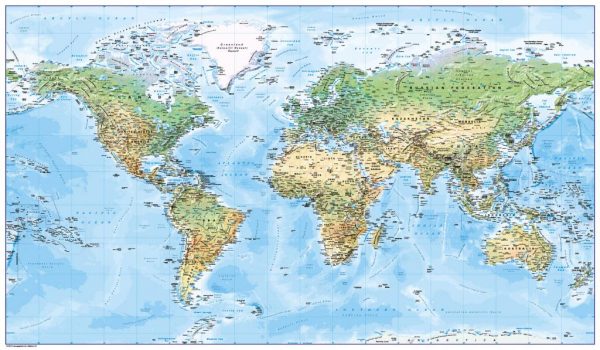World map - natural colours
