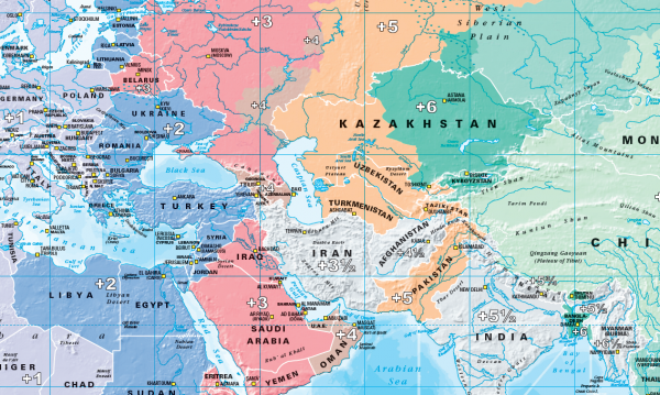 Pacific Centred World Timezones Map Scale 1:40 million