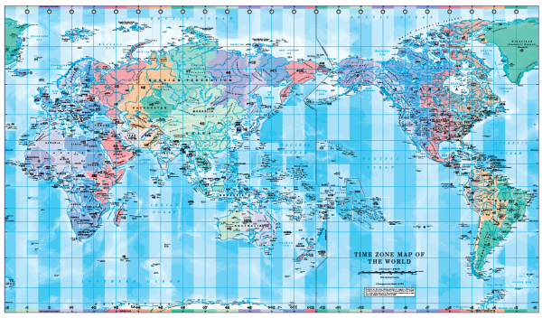 Pacific Centred World Timezones Map Scale 1:40 million
